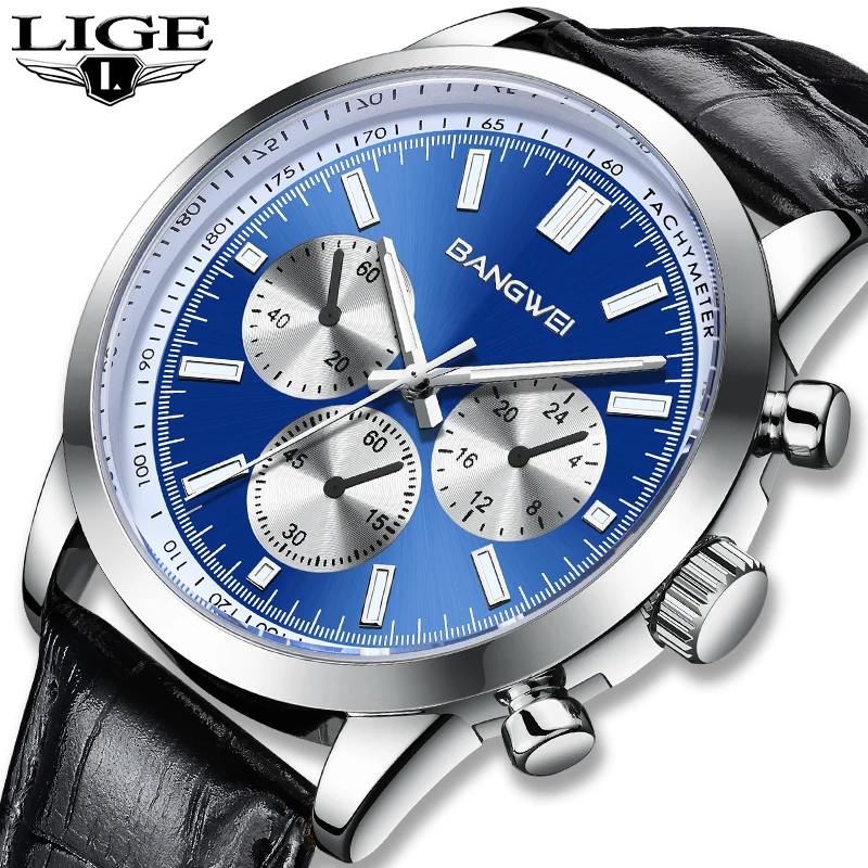 

LIGE Hour Top Brand Luxury Men Fashion Quartz Watch Man Clock Sport Watches Mens Leather Strap Wristwatch Relogios Masculino+Box