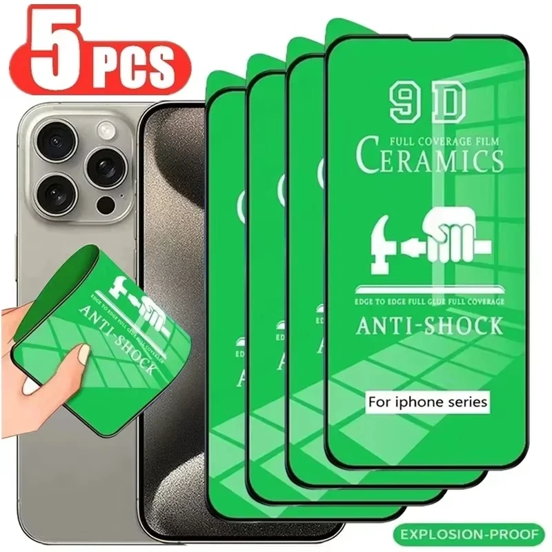 5 piezas de protectores de pantalla de cerámica HD suaves para iPhone 11 12 13 Mini Pro Max Air 7 8 Plus X XS XR SE 2020 (no de vidrio)