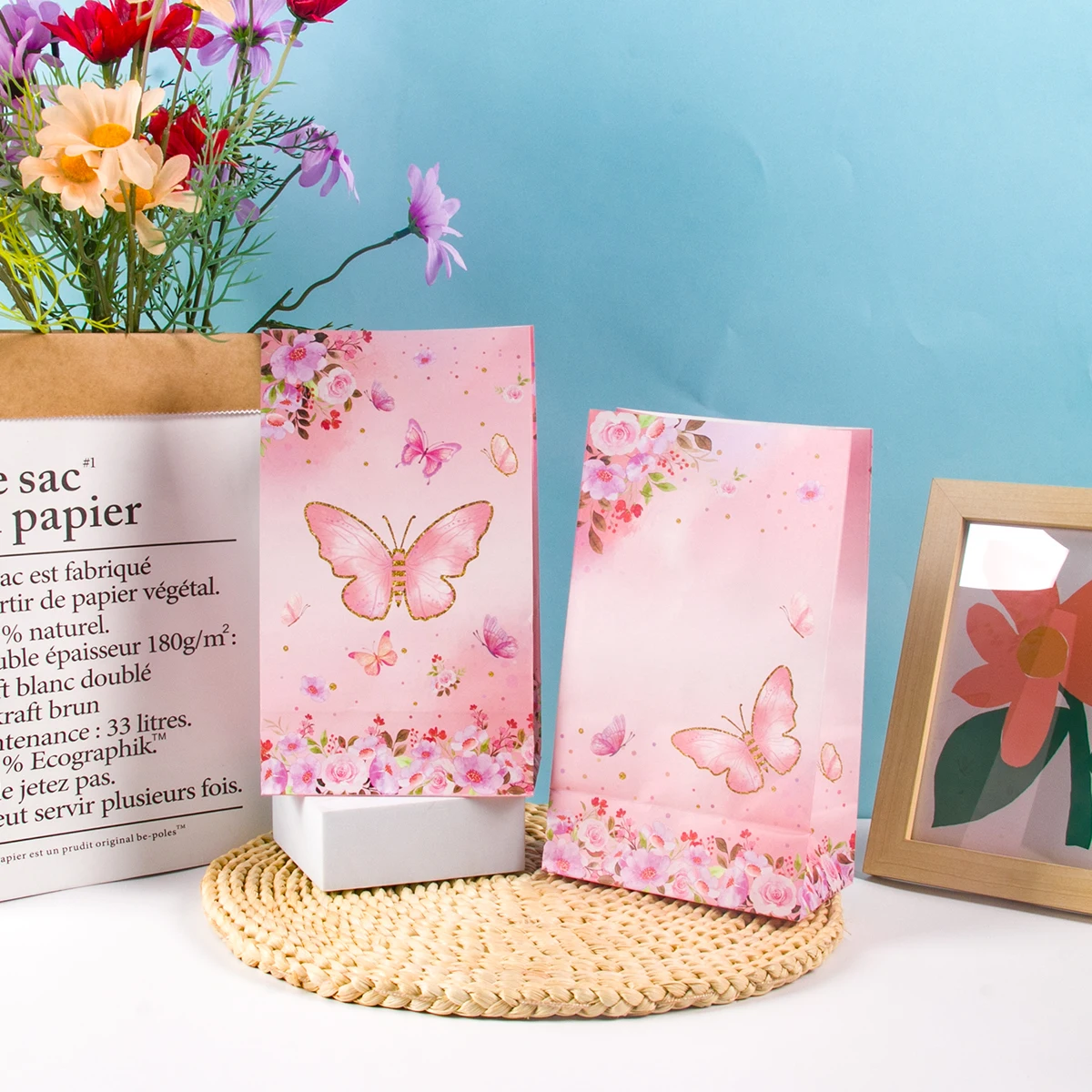 Butterfly Party Tableware Set - Disposable Plates Napkins Cups  Tablecloth for Baby Shower  Birthday