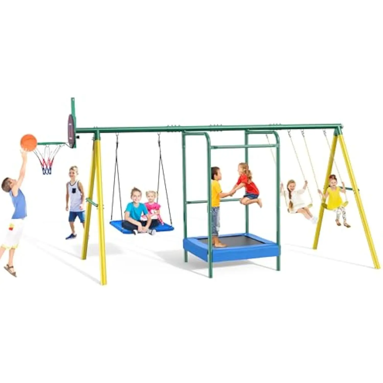 Basketball Hoop Outdoor Costzon 440 Lbs Swing Sets For Backyard, - Main Image