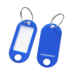Colorful Plastic Key Tags with Card Label for Custom Keychain and Luggage Tag Organization - Pack of 10/50 Pieces (Blue)