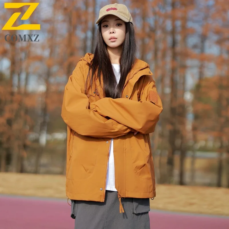 COMXZ Luxury Men Jacket Fashion Hooded Outdoor Camping Windproof Motorcycle Jacket Leisure Travel Lightweight Autumn Clothing