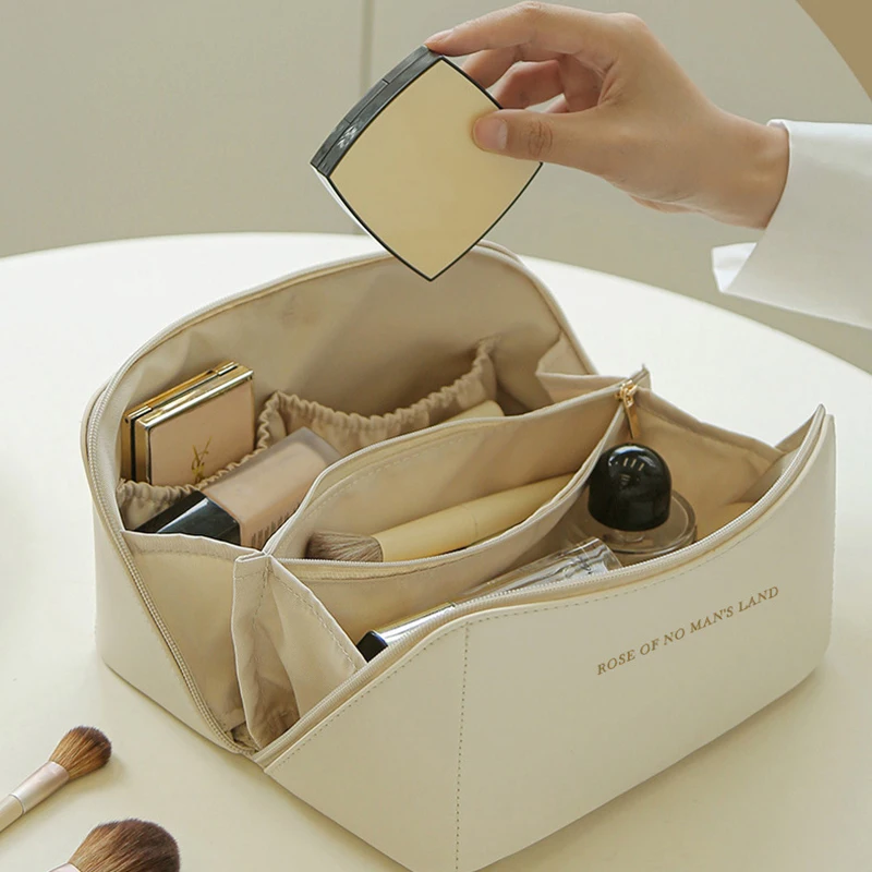 Borse cosmetiche per le donne elegante borsa per il trucco in pelle PU articoli da toeletta da viaggio Organizer per riporre gli oggetti borsa per il trucco a mano coreana