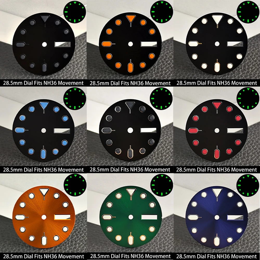 Green Luminous Mechanical Watch Dial - 28.5mm