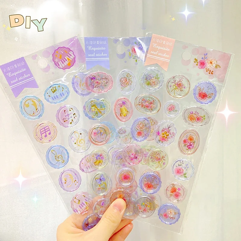 18pcs Creative Transparent Seals Stamp Sticker Vintage Envelope Seal DIY Scrapbooking Journal Planner Stickers Stationery Office