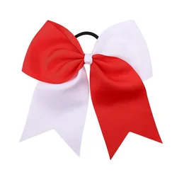 Girls' Solid Color Bow Hairband Elastic Ribbon Headwear Accessory (Red and White)
