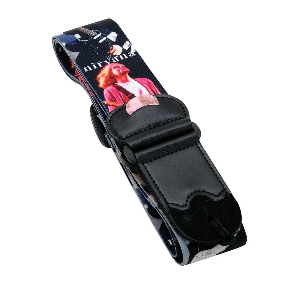 Embroidered Electric Guitar Strap with Plectrum Holder - String Instrument Accessory