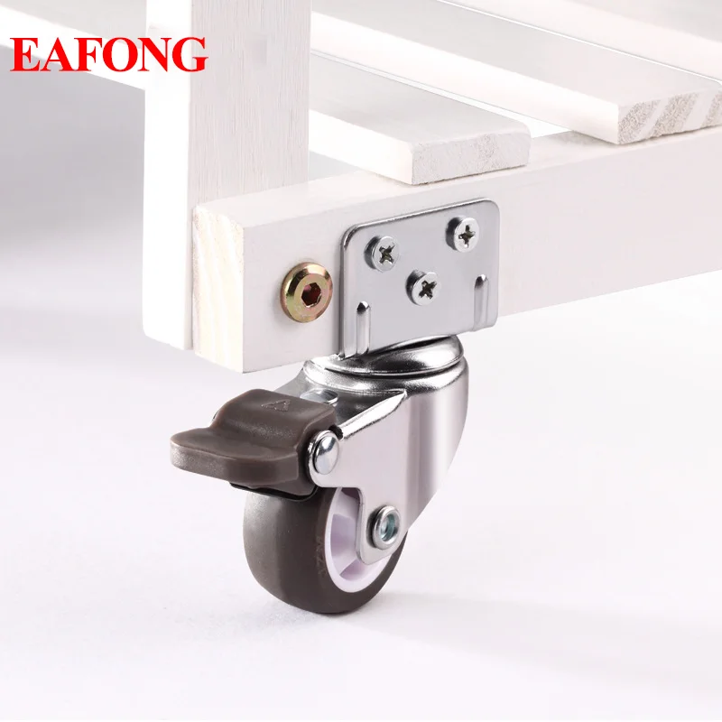 NERILEE 4-Piece L-Shaped Caster Wheels - 1 Inch, 360° Swivel, Rubber TPE, 80Lbs Capacity, With Screws For Furniture, Cribs & More