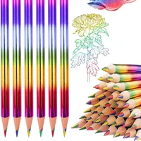 5/10PCS Rainbow 4 Color in 1 Rainbow Pencils Wooden Colored for Schools, Students, Sketching, Doodling, Coloring, Painting 1