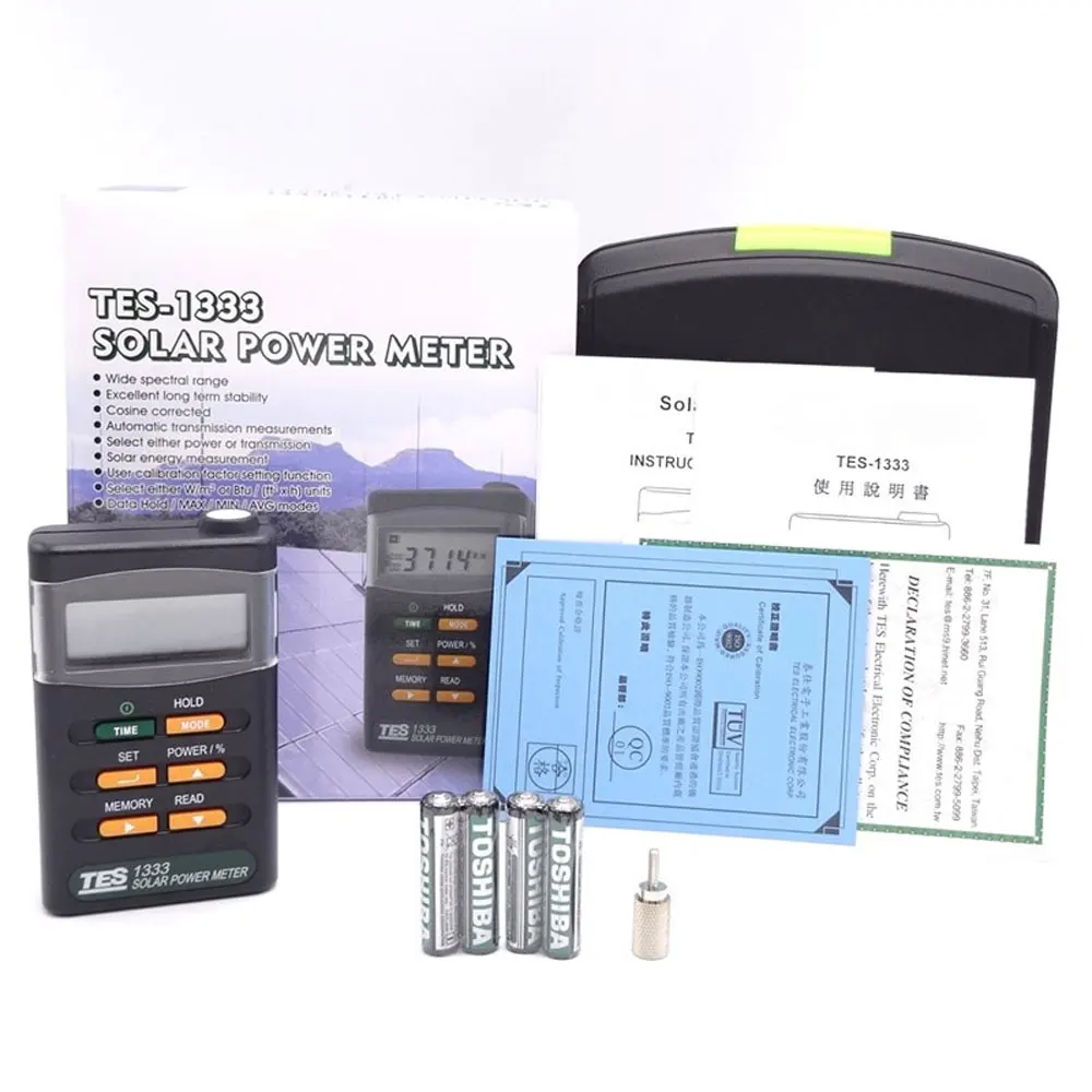 TES-1333 Solar Power Meter TES133R Solar Radiation Transmittance Tester