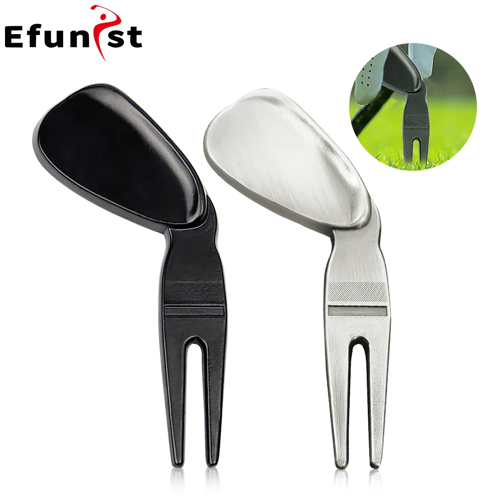 Golf Divot Tool Greens Fork Turf Repair Tools Position Marker Outdoor Golf Sports Supplies Metal Durable Golf Accessories