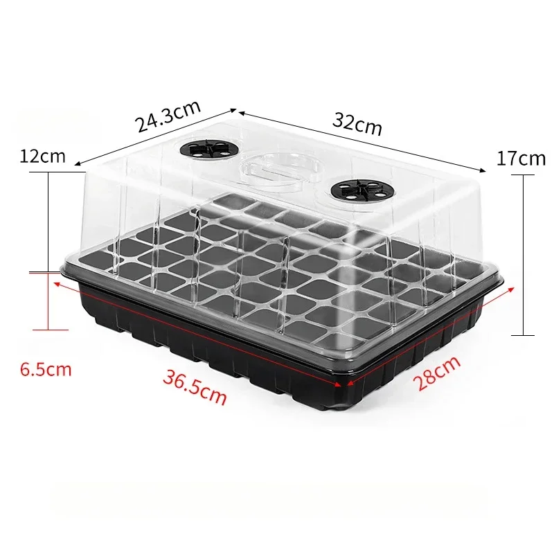 Seed Starter Tray Seedling Tray 1/3pc 24/48 Holes Seedling Box Flower Pots Sprouting Box Planting Incubator Gardening With Transparent Lid