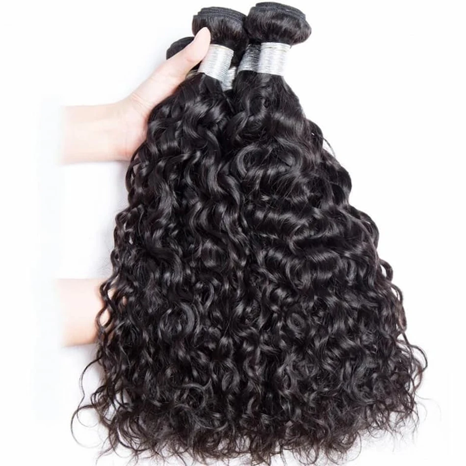 12A Water Wave Bundles With Closure Frontal Peruvian Deep Curl Wet and Wavy Bundles With Closure 100% Remy Human Hair Weave human hair bundles,human hair weave