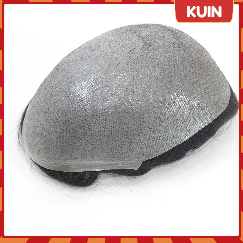 

Handmade Male Wigs Men Toupee 100% Human Hair Natural Hair Replacement System 0.02-0.03 mm Soft Thin Skin V-loop Hairpieces Unit