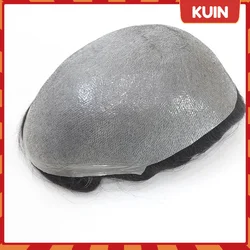 Handmade Male Wigs Men Toupee 100% Human Hair Natural Hair Replacement System 0.02-0.03 mm Soft Thin Skin V-loop Hairpieces Unit