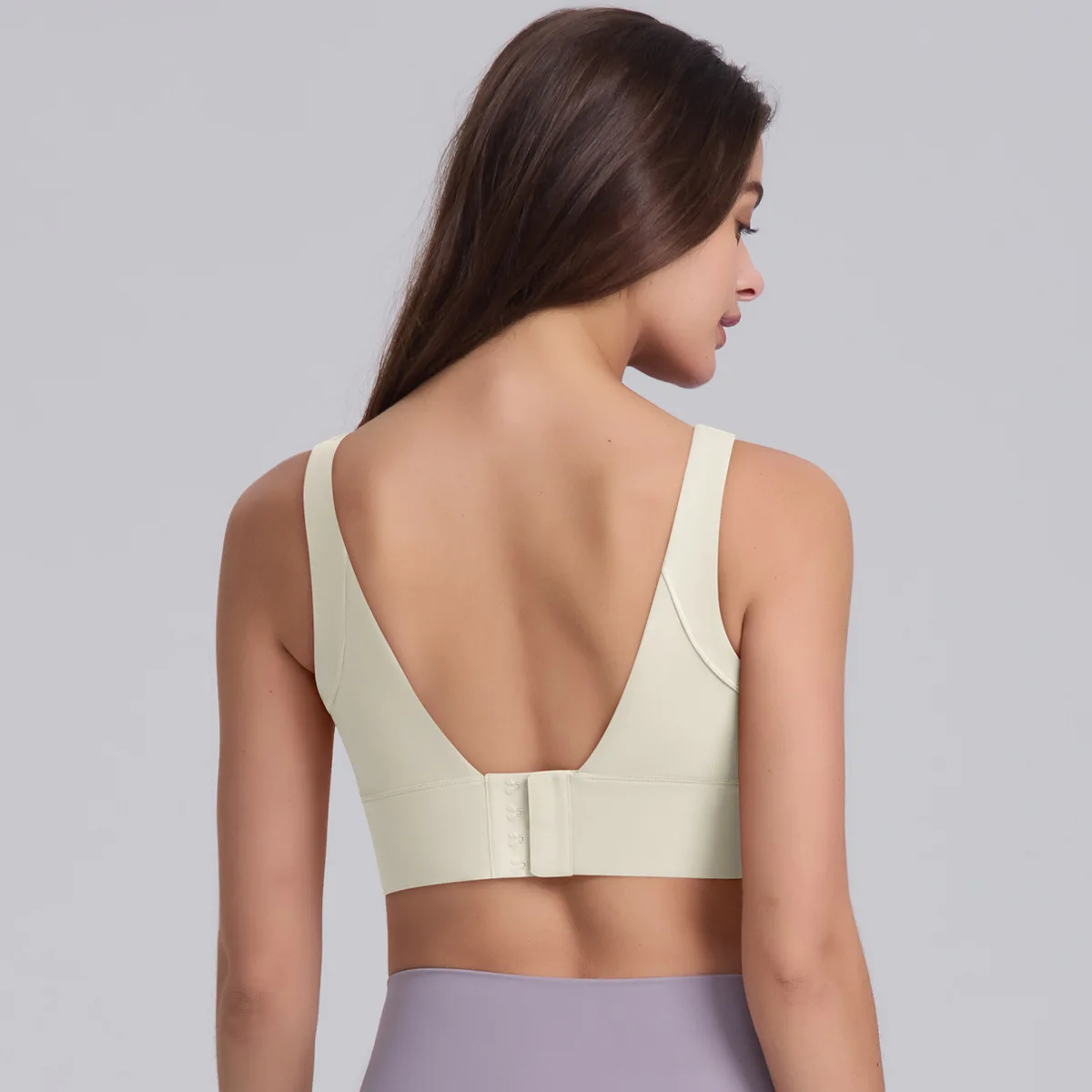Longline Sports Bra for Women V Back Wireless Padded Fitness Workout Top Medium Support Yoga Bra Summer Running Crop Tank Tops