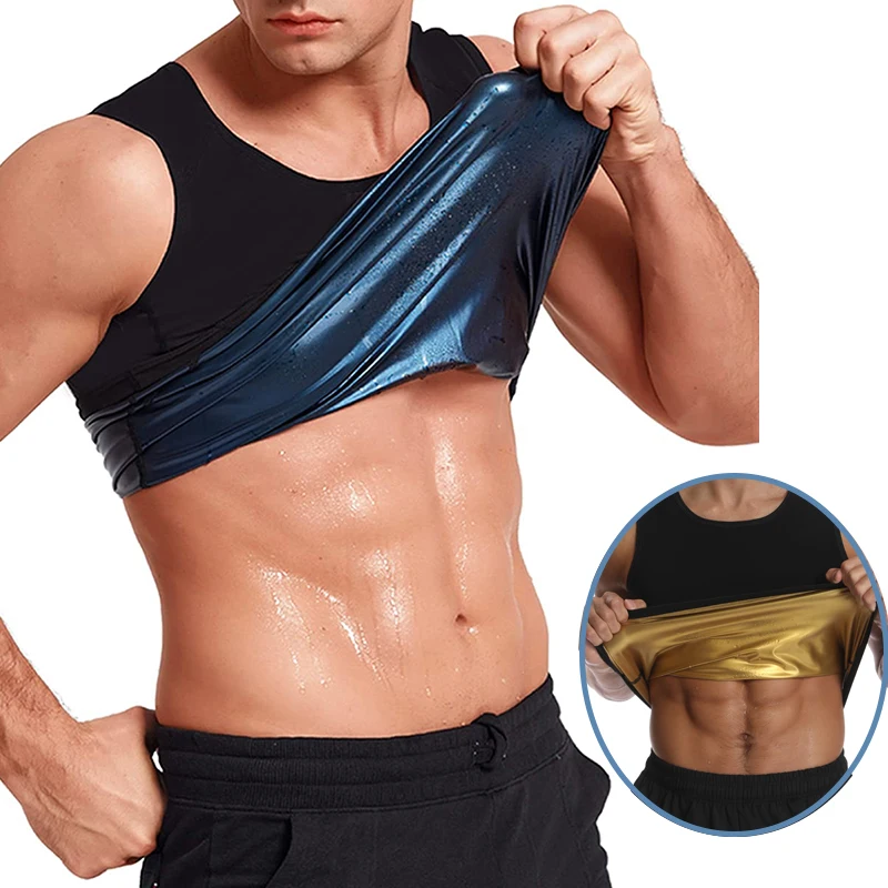 Men Sweat Sauna Vest Waist Trainer Heat Trapping Polymer Tank Top Shapewear Corset Gym Underwear Weight Loss Slim Body Shaper