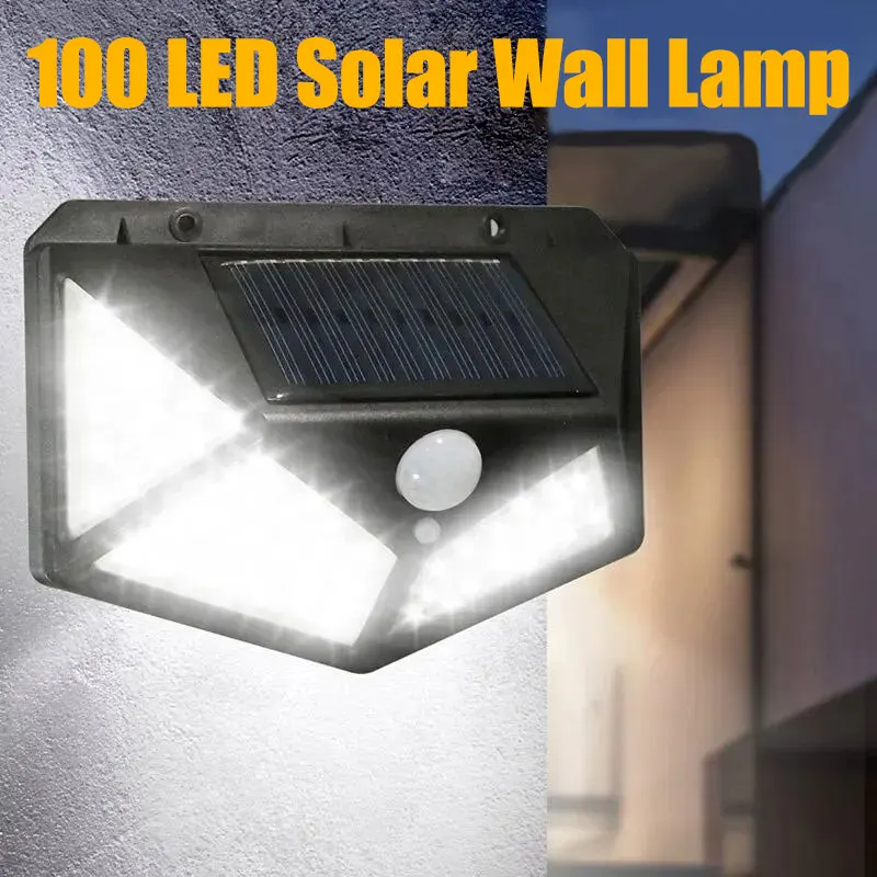 LED Wall Lights 100 Outdoor Lamp PIR Motion Sensor Powered Sunlight For Garden