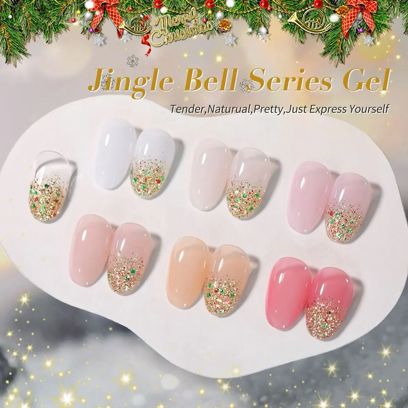 MIANEL 10ml 1-12 Stück Weihnachts-Nagellack Goldene Pailletten Nagellack-Gel Vernis Semi-Permanent Nail Art Soak-Off LED UV Nagellack-Gel – Detail 20