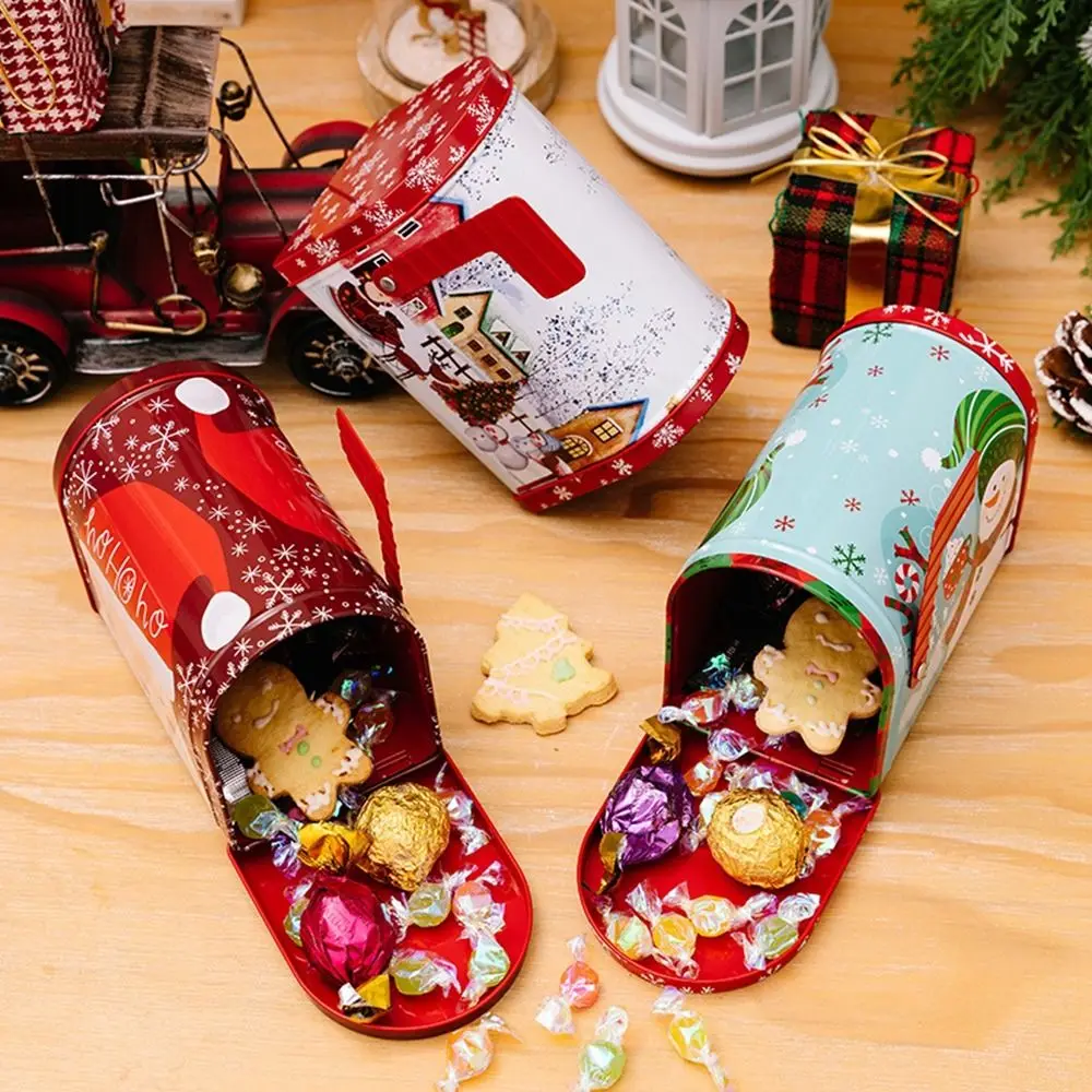 1pc Weihnachten Candy Box Mailbox geformt große Kapazität Mailbox Cookie Box Keks Süßigkeiten Pralinen Geldbank Weihnachten Zinn Box – Detail 6