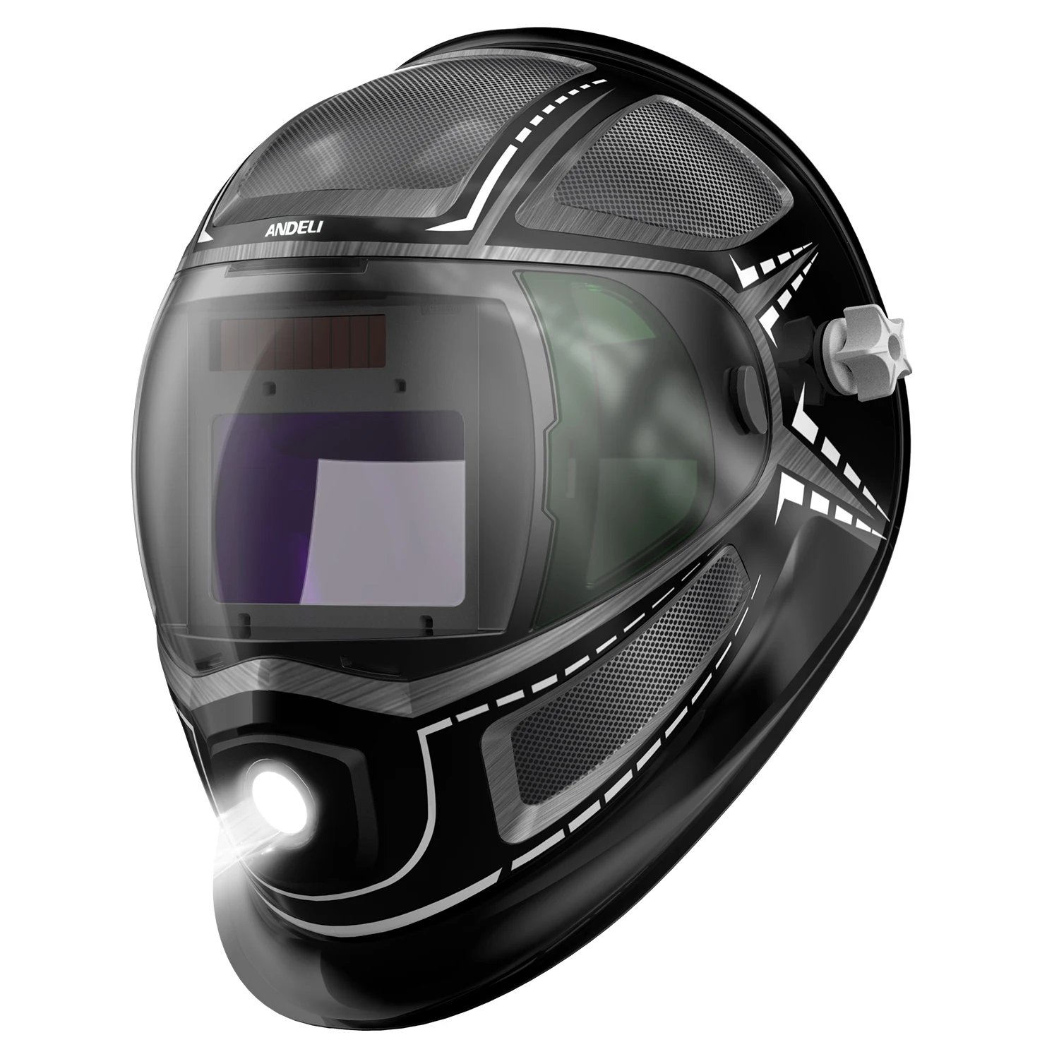 thumbnail image 2 of Large View Auto-Darkening Welding Helmet – 3.93"x3.54" Lens, Solar & Battery, 4 Sensors 2 of 10