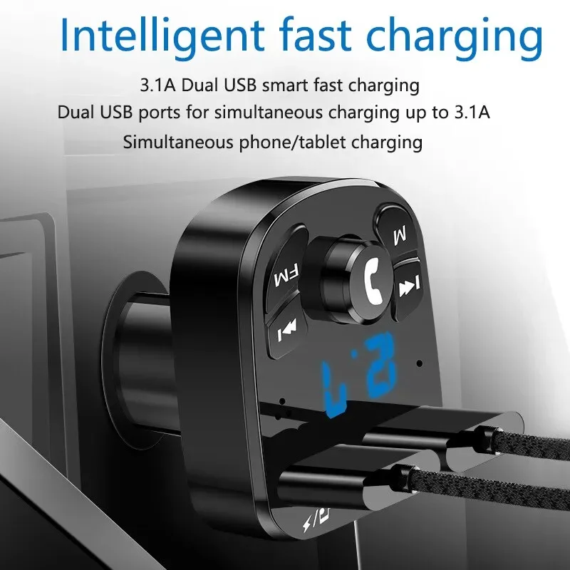 Bluetooth FM Transmitter Car MP3 player Dual USB fast charger FM Bluetooth receiver Bluetooth 5.0 USB flash drive plug car kit