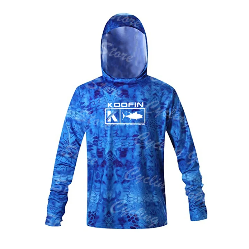 KOOFIN Fishing Shirt Hoodie Kayak Summer Long Sleeve Shirt UPF50 Quick Dry  Breathable Hooded Fishing Clothes Anti-UV Tops