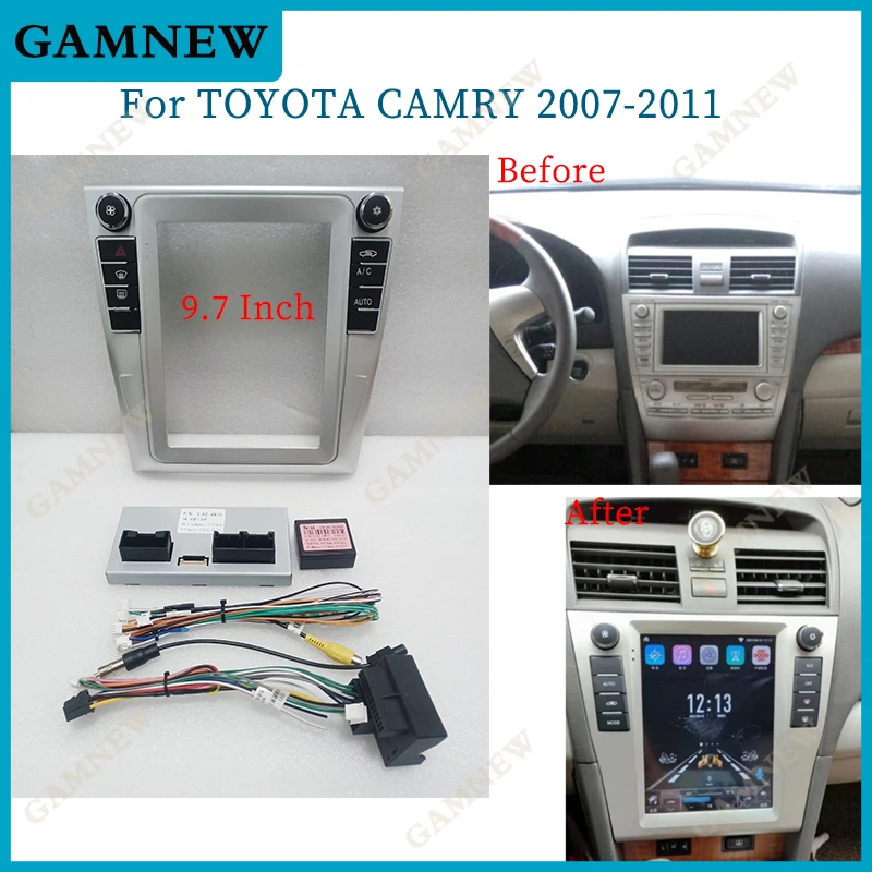 

9.7 Inch Car Frame Fascia Adapter Canbus Box Decoder Android Radio Dash Fitting Panel Kit For Toyota Camry 2007-2011