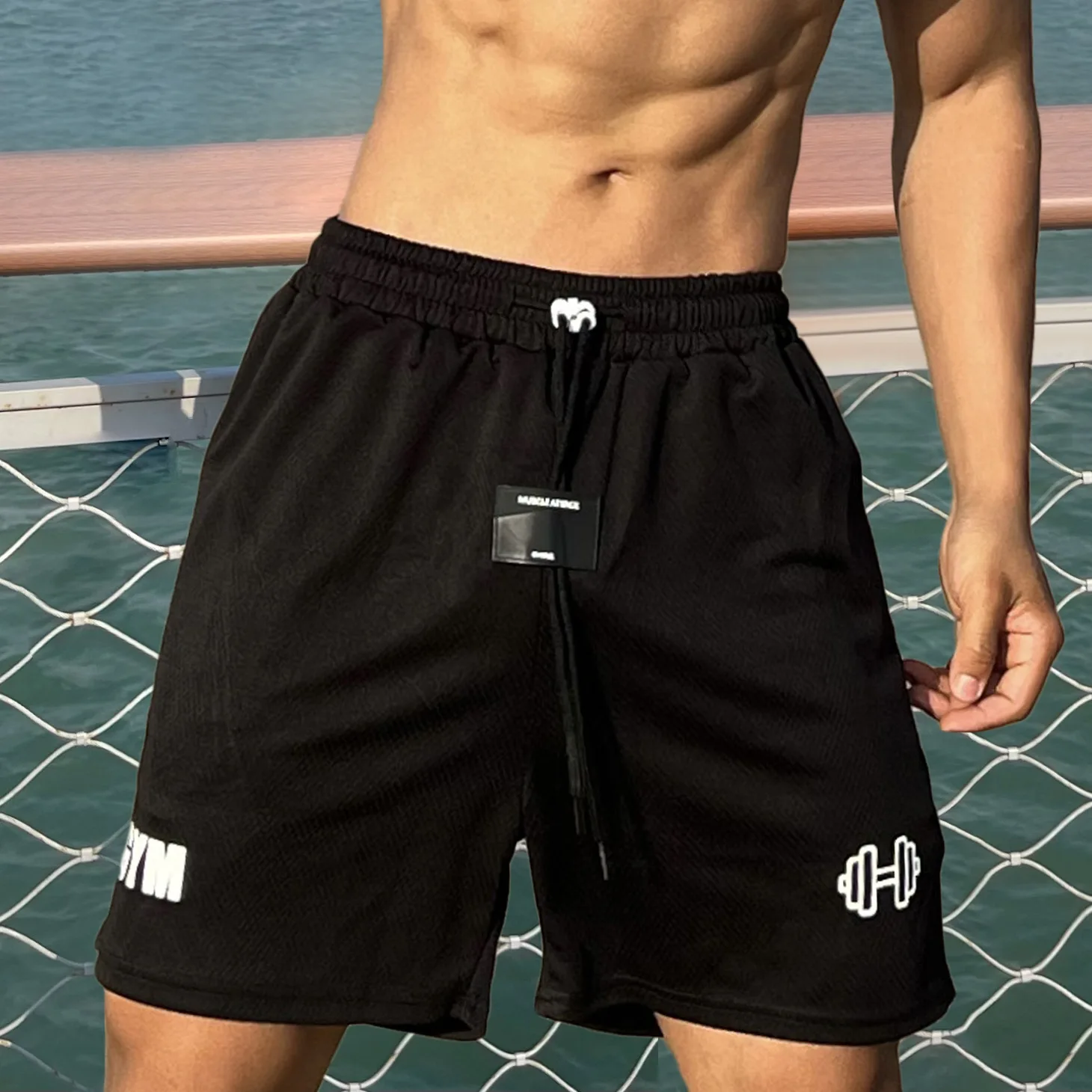 

Summer Breathable Sport Shorts Men Casual Loose Bermuda Gym Fitness Running Training Pants Male Beach Short Sportswear Bottoms