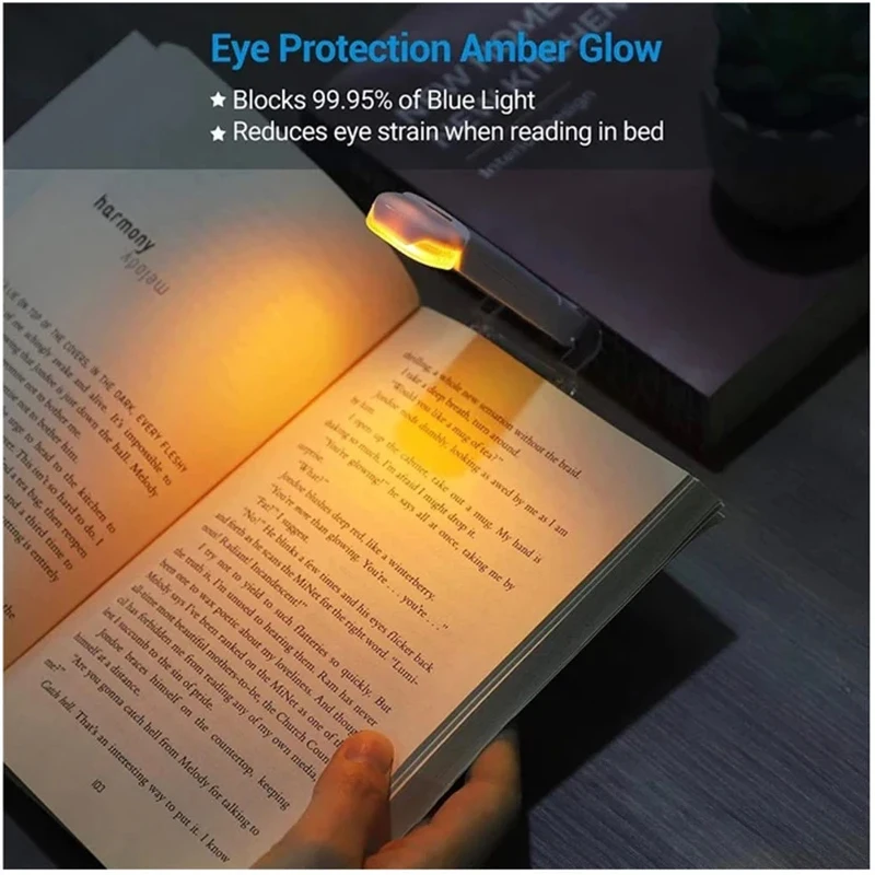 USB Rechargeable Adjustable Brightness LED Clip-On Bookmark Reading Light