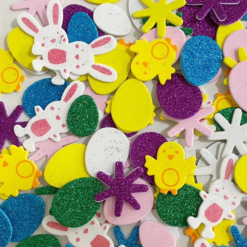 1bag/LOT.Easter rabbit foam stickers,DIY Easter crafts.Scrapbooking kit.Early educational.kindergarten crafts.Activity items.