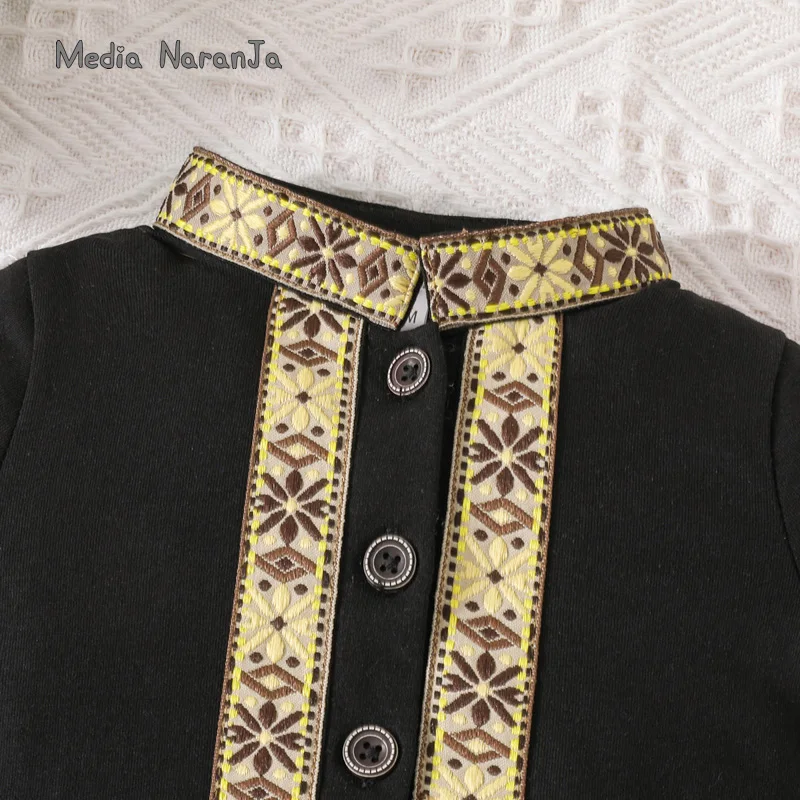 Baby boy arabic style clothes 3 colors black green white printed short sleeved rompers holiday Ramadan jumpsuits photo props 3