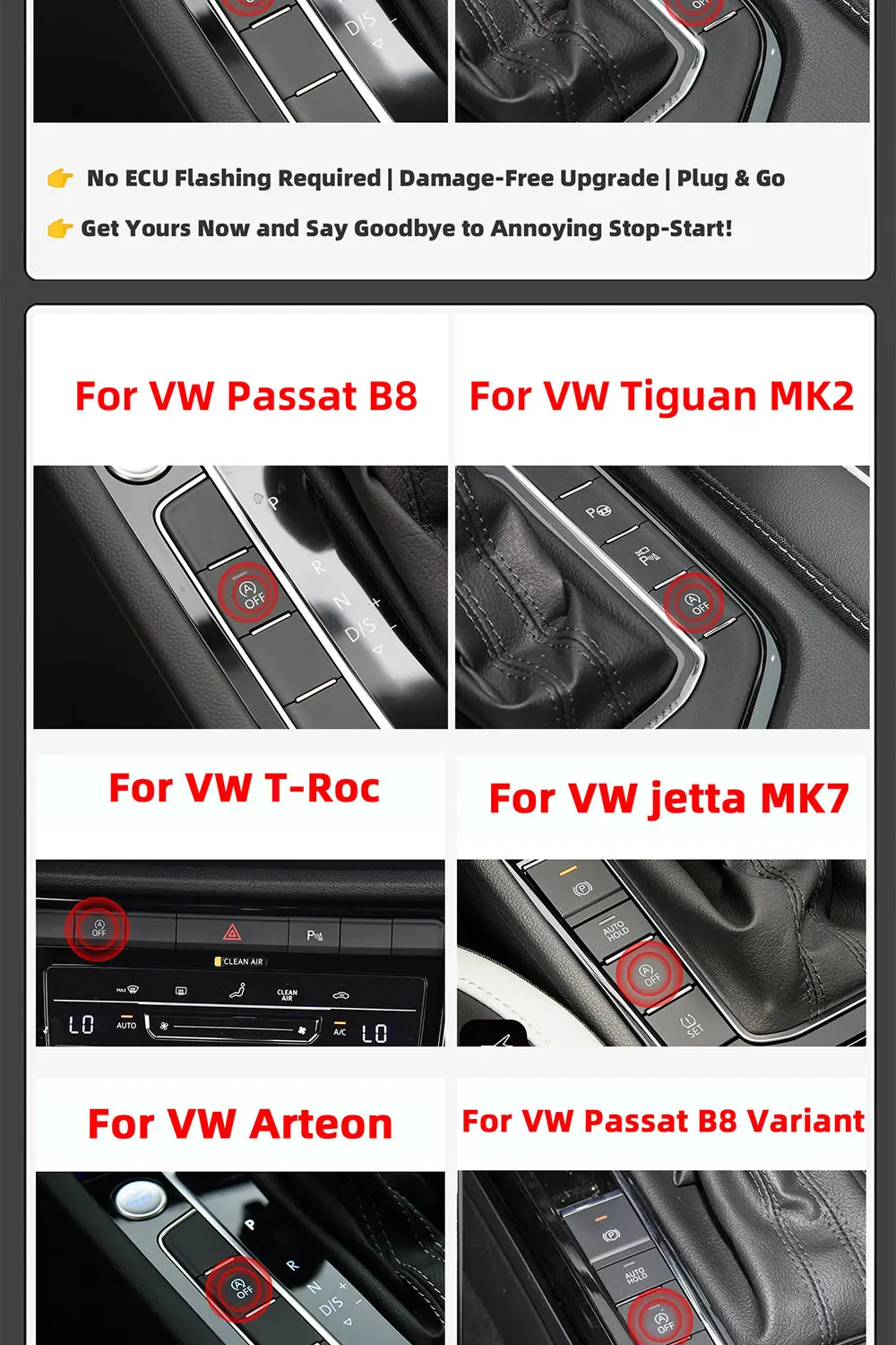 Automatisches Start-Stopp-System Deaktivierungsgerät Steuerungssensor Stecker Stop-Funktion Abbrechen für VW Golf 7 7.5 Passat B8 Tiguan mk2 Atlas T-roc – Detail 6