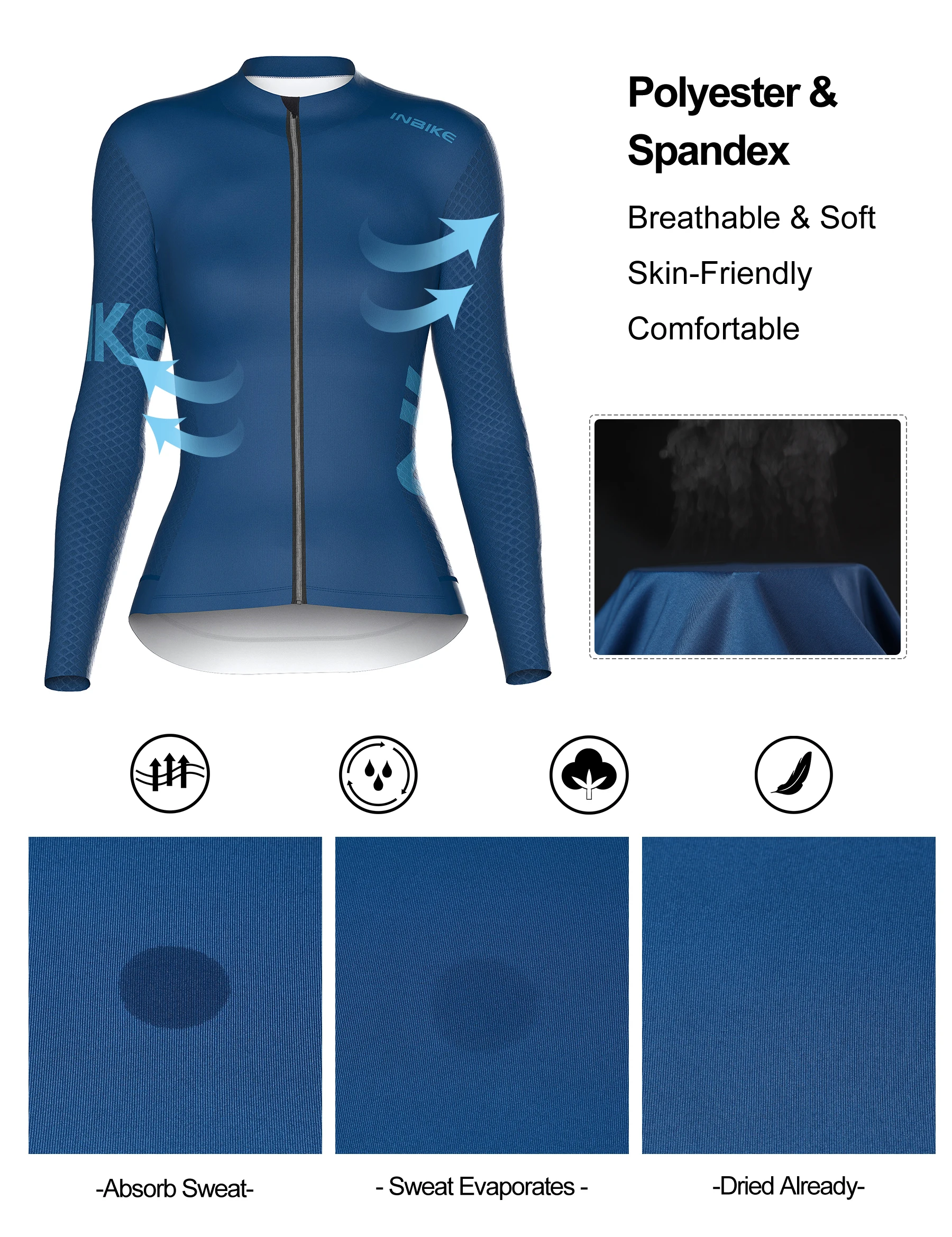 Cycling Shirt INBIKE Pro Cycling Jersey Women Long Sleeve Breathable Bike Jersey with 3 Pockets Bike Shirts for Road Biking Clothes Quick Dry