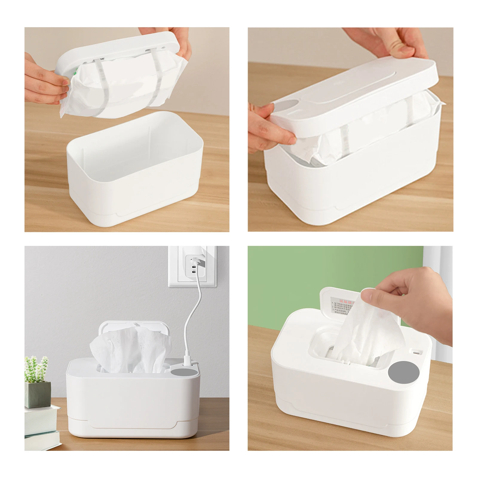 Wipe Warmer, Mute Wipe Heater, Portable Baby Wet Wipe Dispenser with Digital Display for Travel, Household