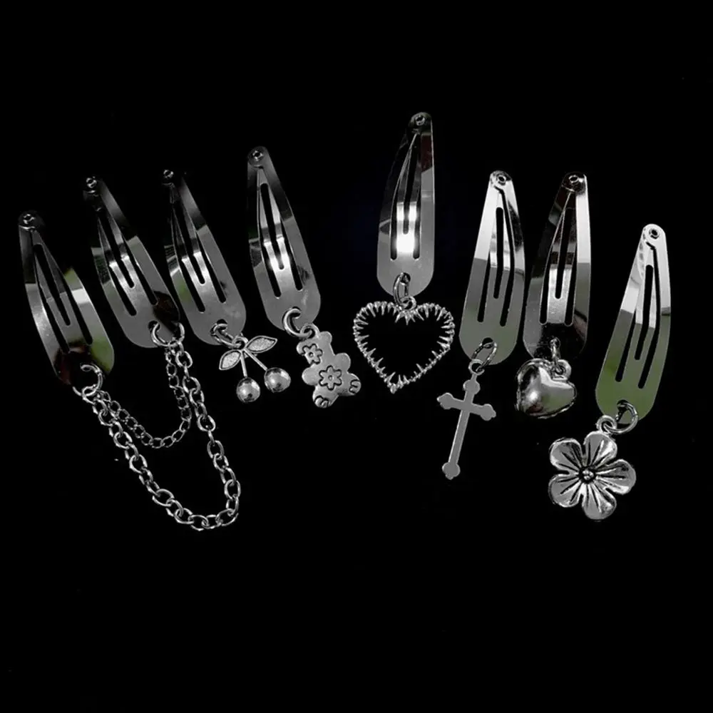 

Simple Alloy Bear Water Drop Clip Cherry Women Hair Accessories Cool Cross Barrette Punk Hair Clip Korean Style Hairpin