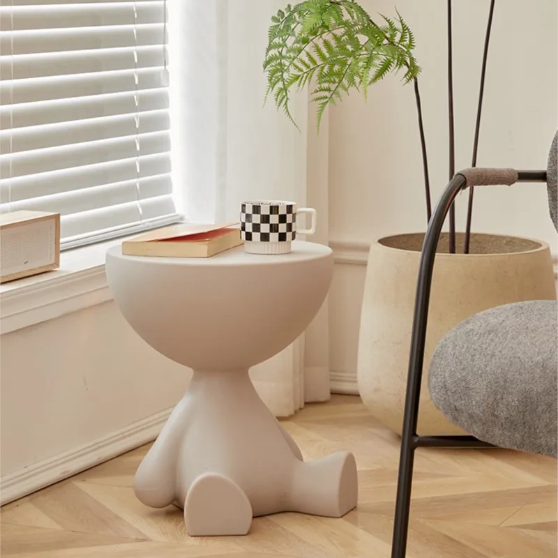 MOMO Cream Style Small Flat Tea Table Small Household Sofa Side Table Celebrity INS Designer Bedroom Plastic Cute Side side end table