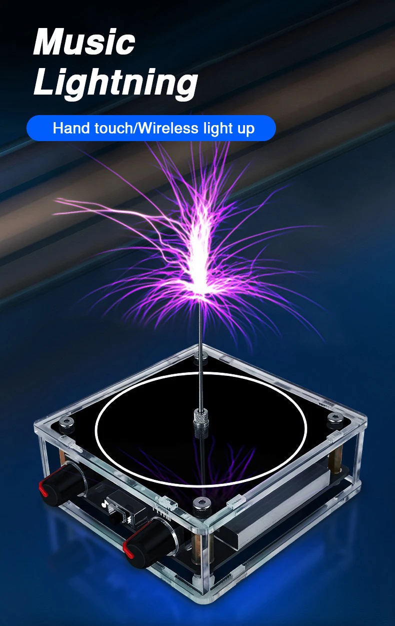 Music Tesla Coil Bluetooth/AUX Dual Mode Music Box Artificial Lightning Touchabl