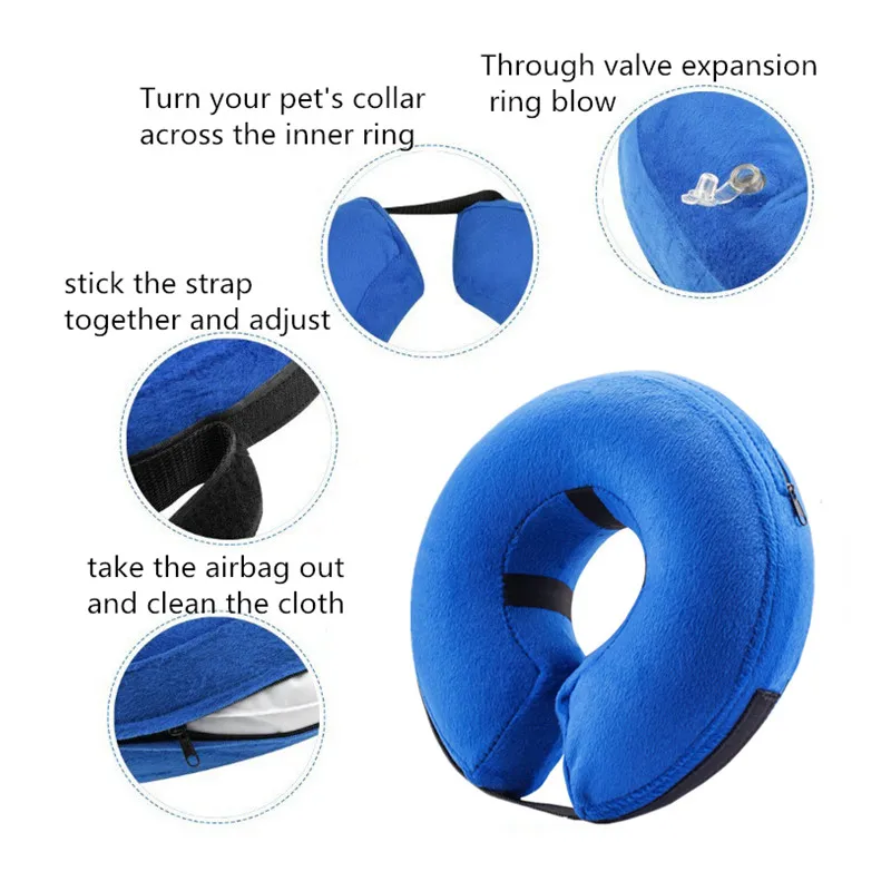 Inflatable Pet Collar Anti-bite Neck Elizabethan Collar Cute Cat Dog Puppy Neck Protective E Cone For Small Large Dogs