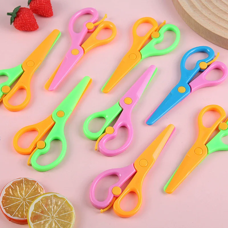 Plastic Scissors Double Color Splicing Handmade DIY Safe Scissors for Office Art Supplies Student Specific Paper Cuttings Tools TMZ