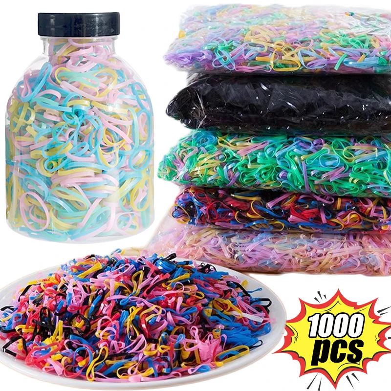 

1000 шт. красочные одноразовые резинки для девочек, резинки для волос, повязка на голову, детские повязки для конского хвоста, кольца для детей, аксессуары для волос