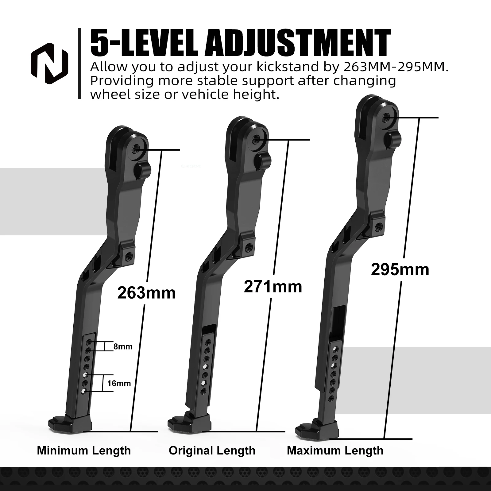 NICECNC Für Surron Light Bee X S L1E 2024 2025 Segway X160X260 8-32 MM Verstellbarer Fuß Seitenständer Elektrisches Motorrad – Detail 3