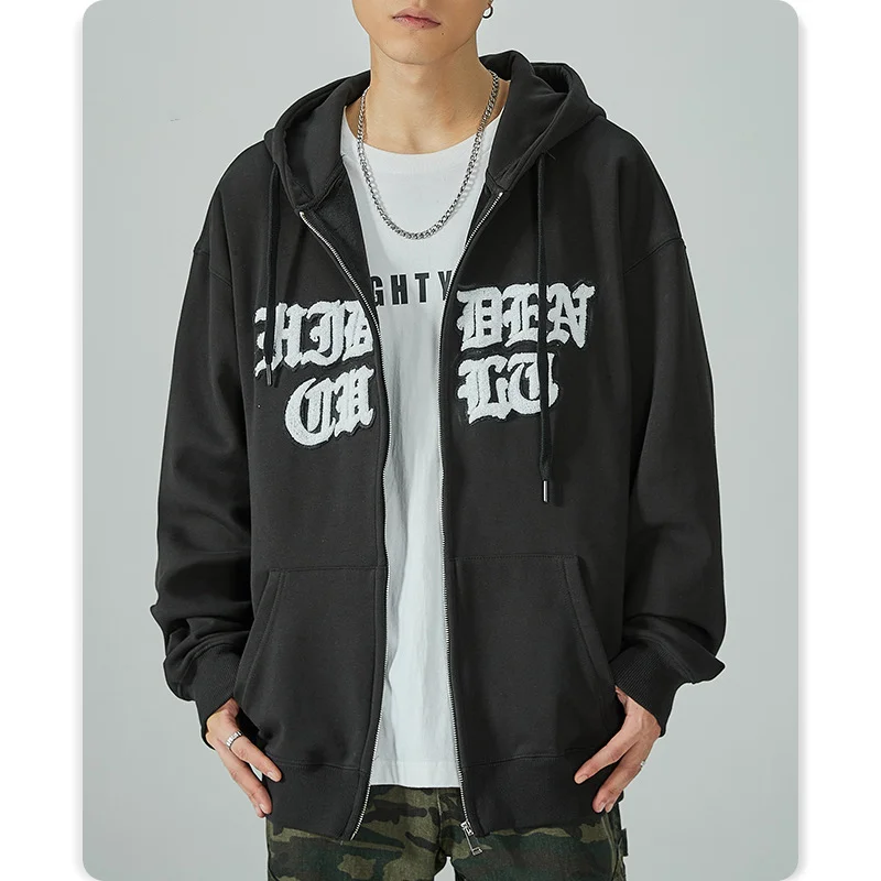 

Autumn and winter new fashion casual hooded and fleece thick zipper cardigan hoodie sport coat