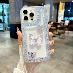 Sparkling 3D Butterfly Bling Glitter Diamond Acrylic Case - A04 (SKY BLUE)