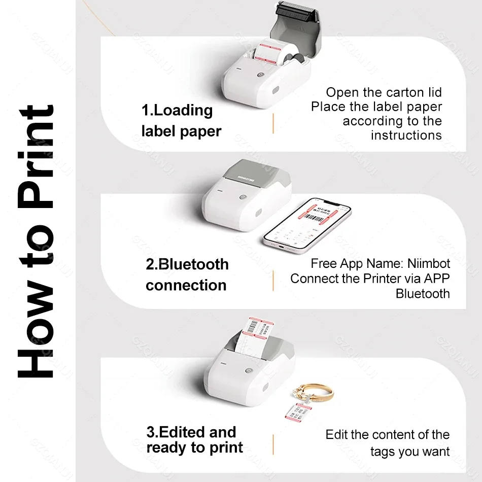 Niimbot-mobile b1 Label Printer Bluetooth Papel Térmico Pocket Maker Etiqueta Auto-adesiva Rotulagem Tag Preço para Loja de Varejo - Imagem 6