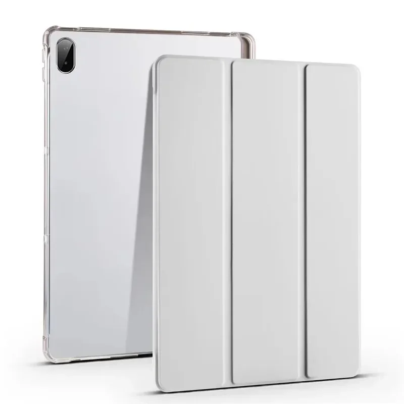 Luxury Transparent Flip Leather Tablet Case with Soft Clear Back - Shockproof Protective Cover