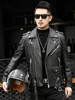 Spring Autumn Short Cool Black Leather Biker Jacket Men Zipper Long Sleeve Belt Plus Size European Fashion brand leather jackets 3