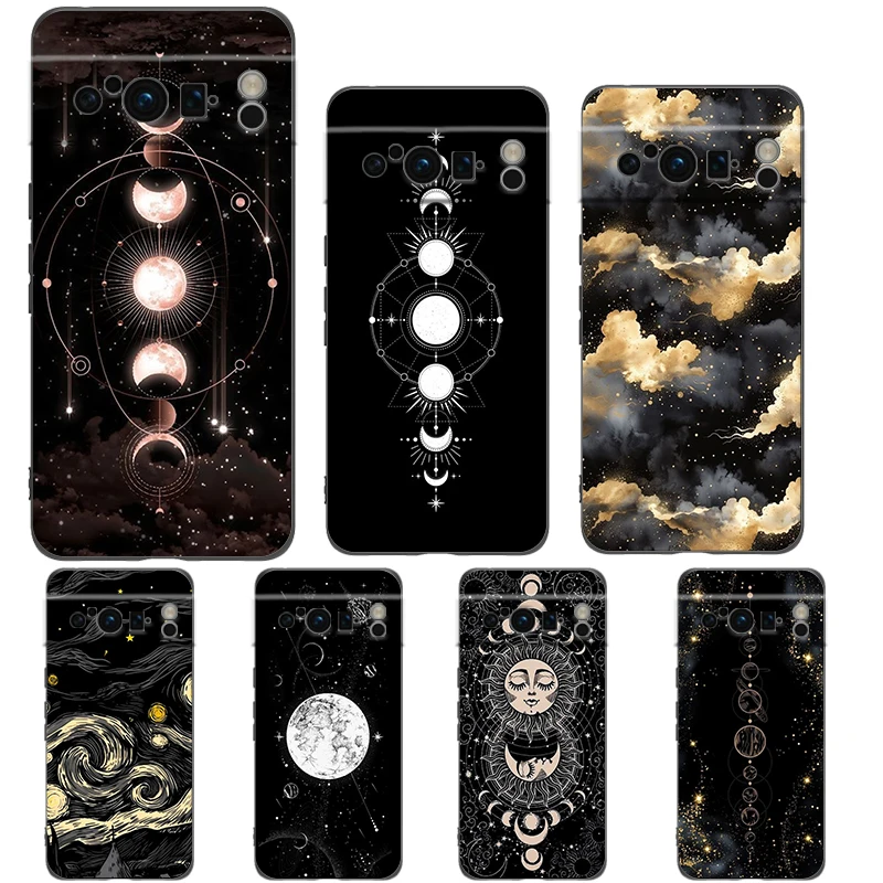 Celestial Night Art Silicone Shockproof Phone Case - Black Cover