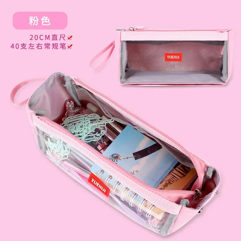TONGQU Astuccio per matite Grande, Borsa per matite Portatile di Grande capacità con Doppia Cerniera a Scomparti Multipli, Adatto per Studentesse Adolescenti,A