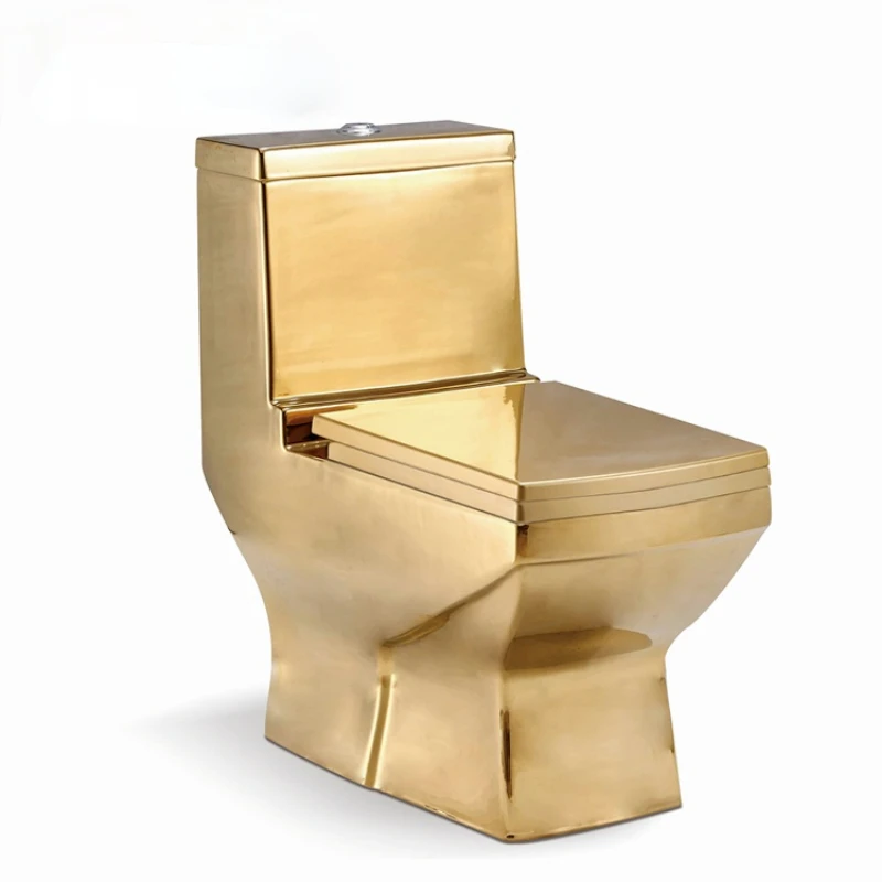 

Artistic Plain Golden One Piece Closestool Siphon Fluishing S-Trap Floor Mounted Luxious Villa Bathroom Seat Toilet wc